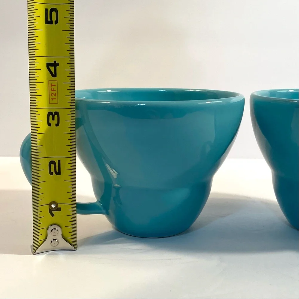 Crate & Barrel Camilla Engdahl Coffee Tea Cups Mugs in Turquoise Blue Set of 2